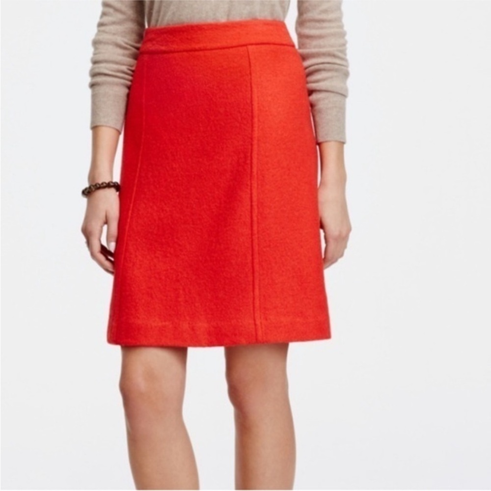 Ann Taylor Womens Boiled Wool Red A-Line Skirt Fully Lined Size 6